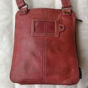 Fossil Vintage Crossbody Travel Saddlebag Style Burnt Orange Leather +++Pockets